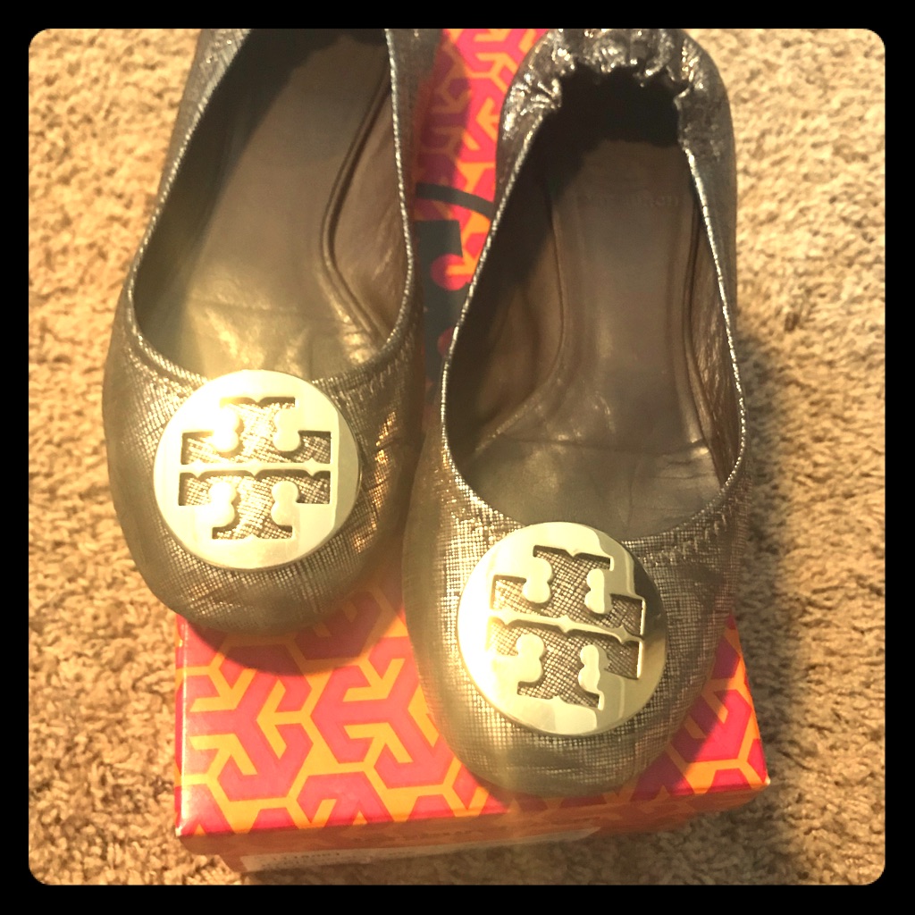 Tory Burch Gold Reva Flats, Size 7